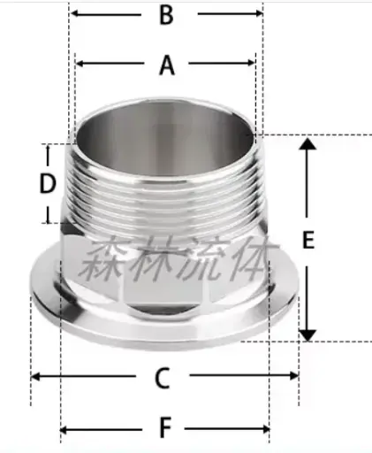 [12410] nátrubek clamp 50 vnější závit 5/4" šestihran